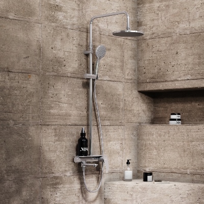 Фото товару Душова система з ванно-душовим змішувачем-полицею